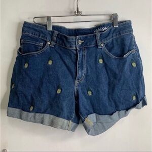 Faded Glory Size 12 Pinapple Embroidered Jean Shorts